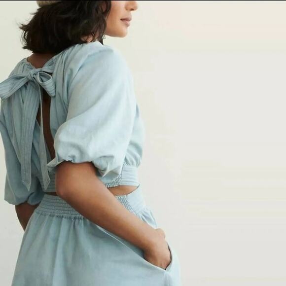 Anthropologie x Love the Label Puff Sleeve Mini Dress in Powder Blue | XS - Picture 3 of 8